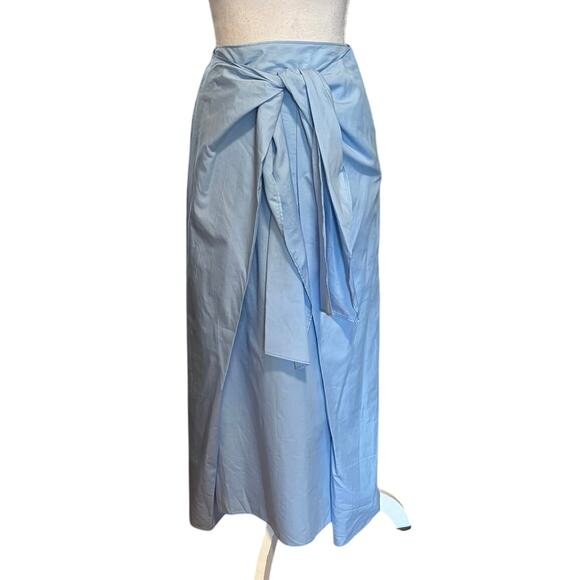Joseph Dresses & Skirts - Joseph 34 US 2 Perrin Tie front Cotton Silk Blend
Poplin Midi Skirt Light Blue